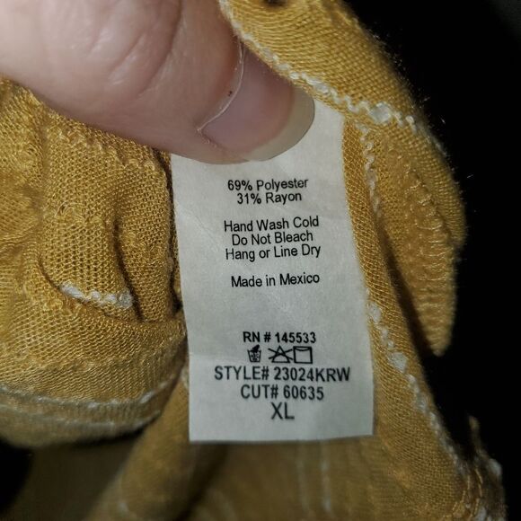 W5 NWT MUSTARD AND WHITE VERTICAL STRIPE BLOUSE WITH WIDE SLEEVES SIZE XL - Picture 3 of 5